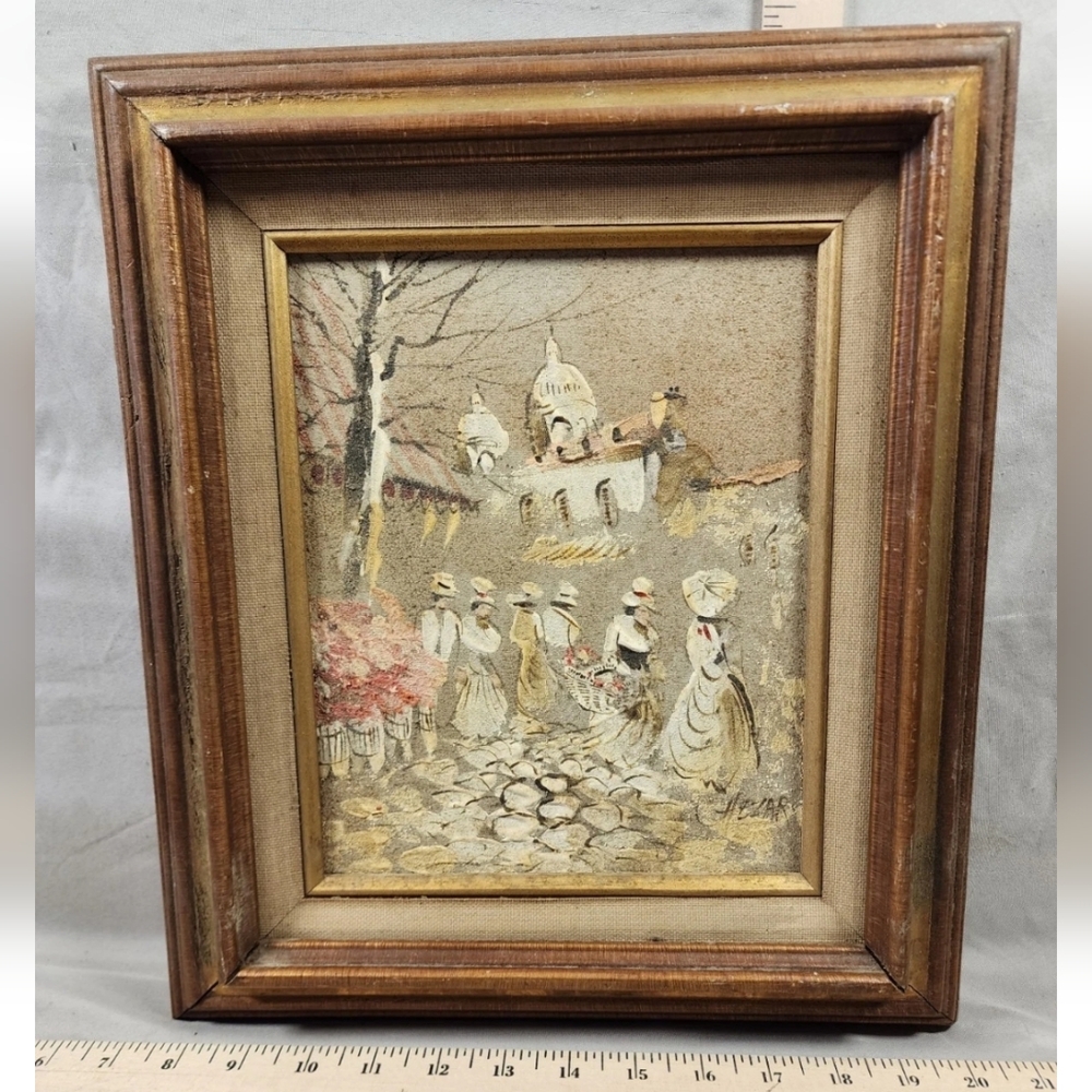 Vintage Oil On Canvas Painting Parisian Women Garden Landscape Signed Chezar